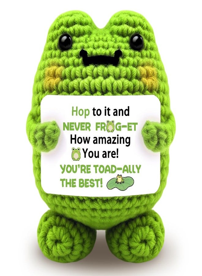 AICHPVOY Handmade Crochet Inspirational Frog Crochet Doll Handmade Positive Animal Desk Decor Boss Gifts For Women Mentor Appreciation Farewell Going Away Gift College Graduation Unique Encouragement Gift - Image 1